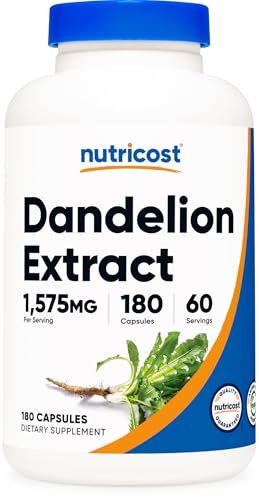 Nutricost Löwenzahn-Extrakt 180 Kapseln, 60 Portionen pro Flasche – Vegan, GVO-frei und Glutenfrei