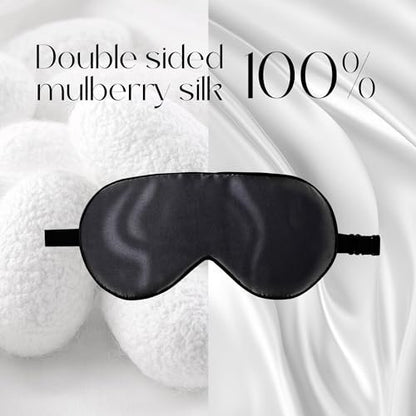 ZIMASILK 2er-Pack 100% Naturseide Schlafmaske, verstellbare superweiche Augenmaske für erholsamen Schlaf, mehrere Farboptionen (2er-Pack, Schwarz)