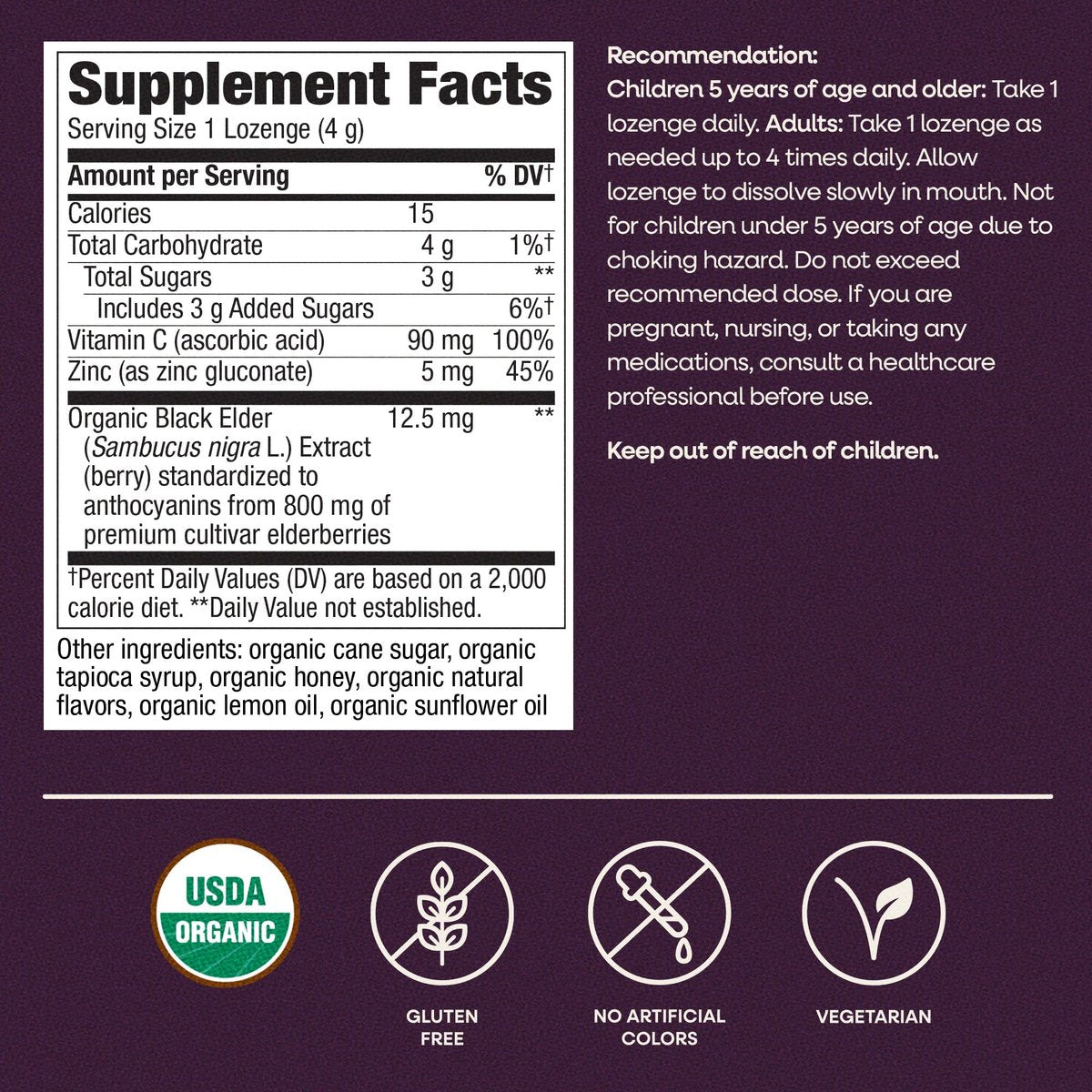 Nature's Way Sambucus Zink Lutschtabletten mit Holunder und Vitamin C, Honig-Zitrone-Geschmack, 24 Lutschtabletten