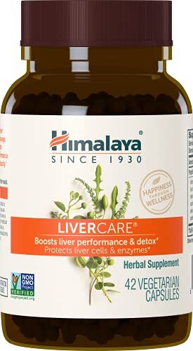 Himalaya LiverCare – Pflanzliche Unterstützung für die Leber, Förderung der Abfallausscheidung, Leberreinigung & -reparatur, sowie Gallenproduktion, Leberunterstützung, vegan, nicht-GVO, glutenfrei, 375 mg, 42 Kapseln