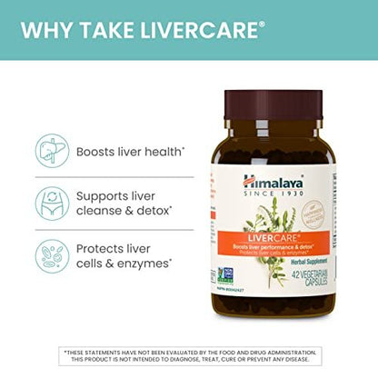 Himalaya LiverCare – Pflanzliche Unterstützung für die Leber, Förderung der Abfallausscheidung, Leberreinigung & -reparatur, sowie Gallenproduktion, Leberunterstützung, vegan, nicht-GVO, glutenfrei, 375 mg, 42 Kapseln