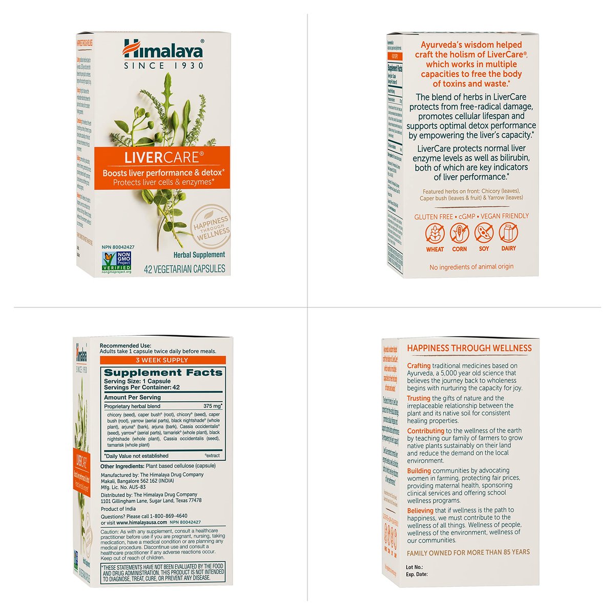 Himalaya LiverCare – Pflanzliche Unterstützung für die Leber, Förderung der Abfallausscheidung, Leberreinigung & -reparatur, sowie Gallenproduktion, Leberunterstützung, vegan, nicht-GVO, glutenfrei, 375 mg, 42 Kapseln