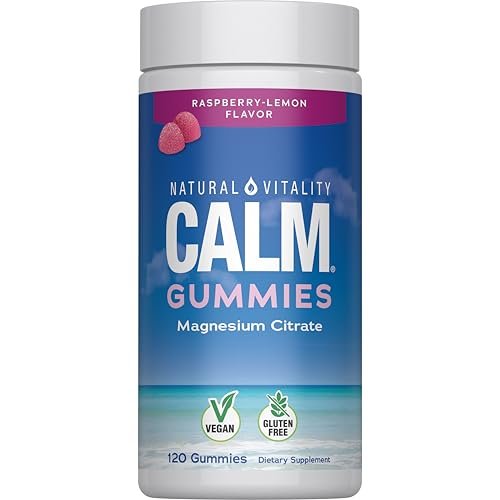 Natural Vitality Calm Magnesium Gummis – Stressabbau & Entspannung, Himbeer-Zitrone, 120 Stück
