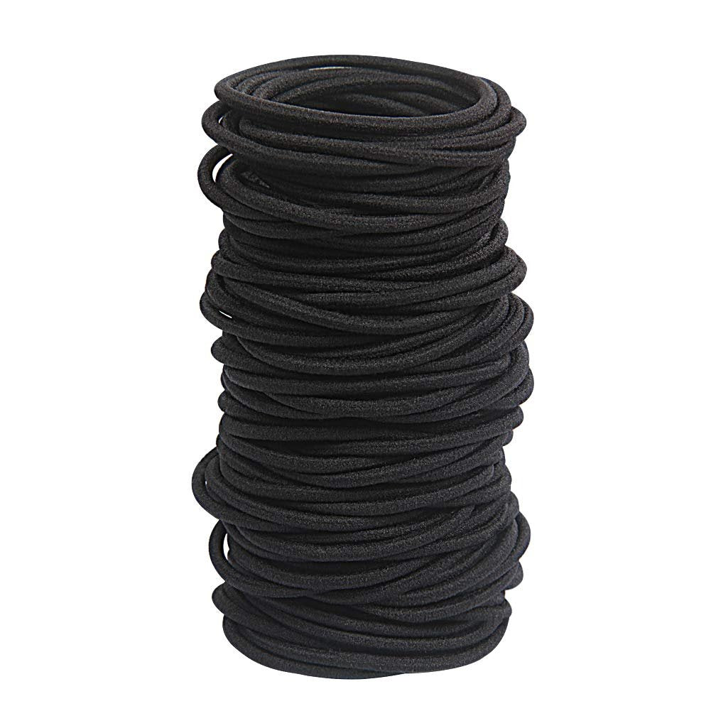 GOSICUKA 120 schwarze Haargummis für dickes und lockiges Haar, ohne Metall, Haarbänder im Wertpaket (3 mm)
