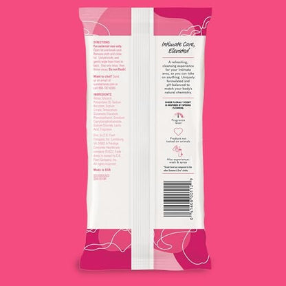 Summer's Eve Sheer Floral Feuchttücher für die Intimhygiene, pH-balancierte Formel hilft bei der Kontrolle von Vaginalgeruch, wiederverschließbare Packung, 32 Tücher, 4er-Pack