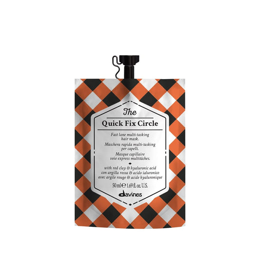 Davines The Quick Fix Circle – Schnellwirkende feuchtigkeitsspendende Haarmaske mit rotem Ton und Hyaluronsäure für sofortige Geschmeidigkeit, Volumen und Glanz (50 ml)