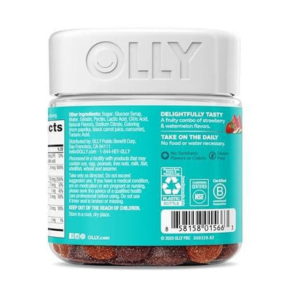 OLLY Teen Girl Multi Gummy – Multivitamin für Haut- und Immunsystemunterstützung mit 15 essenziellen Vitaminen, Biotin, Zink, Calcium – Beerig-Melonen-Geschmack – 70 Gummis (35 Tage Vorrat)