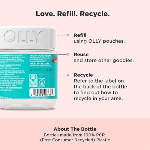 OLLY Teen Girl Multi Gummy – Multivitamin für Haut- und Immunsystemunterstützung mit 15 essenziellen Vitaminen, Biotin, Zink, Calcium – Beerig-Melonen-Geschmack – 70 Gummis (35 Tage Vorrat)