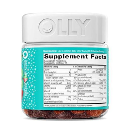 OLLY Teen Girl Multi Gummy – Multivitamin für Haut- und Immunsystemunterstützung mit 15 essenziellen Vitaminen, Biotin, Zink, Calcium – Beerig-Melonen-Geschmack – 70 Gummis (35 Tage Vorrat)