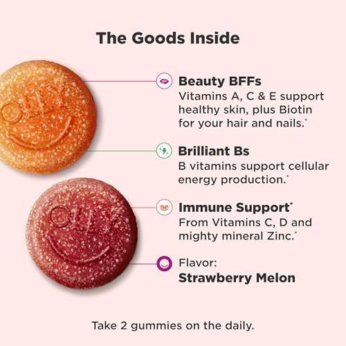 OLLY Teen Girl Multi Gummy – Multivitamin für Haut- und Immunsystemunterstützung mit 15 essenziellen Vitaminen, Biotin, Zink, Calcium – Beerig-Melonen-Geschmack – 70 Gummis (35 Tage Vorrat)