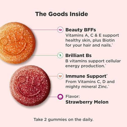 OLLY Teen Girl Multi Gummy – Multivitamin für Haut- und Immunsystemunterstützung mit 15 essenziellen Vitaminen, Biotin, Zink, Calcium – Beerig-Melonen-Geschmack – 70 Gummis (35 Tage Vorrat)