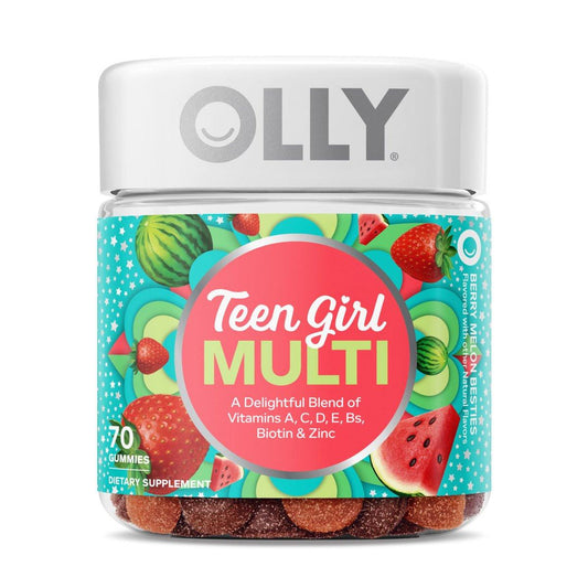 OLLY Teen Girl Multi Gummy – Multivitamin für Haut- und Immunsystemunterstützung mit 15 essenziellen Vitaminen, Biotin, Zink, Calcium – Beerig-Melonen-Geschmack – 70 Gummis (35 Tage Vorrat)