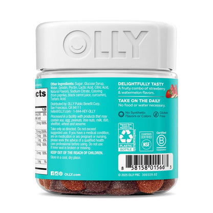 OLLY Teen Girl Multi Gummy – Multivitamin für Haut- und Immunsystemunterstützung mit 15 essenziellen Vitaminen, Biotin, Zink, Calcium – Beerig-Melonen-Geschmack – 70 Gummis (35 Tage Vorrat)