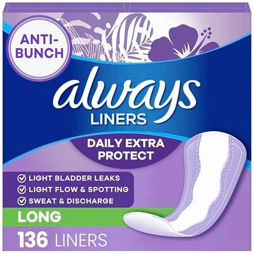 Always Damenbinden Anti-Bunch Xtra Protection Daily Liners, Long, Ungrün, 136 Stück