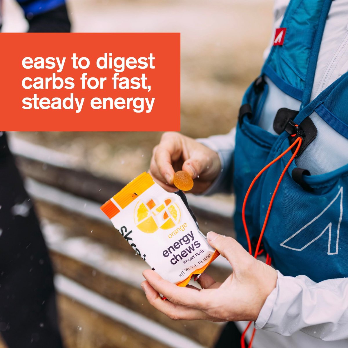 Skratch Labs Energie-Chews | Gummibärchen für Läufer, Radfahrer & Ausdauersportler | Schnelle Kohlenhydrate für Athleten, leicht verdaulich, mit echten Früchten | Gel-Alternative für lange Läufe & Fahrten | Orange 10er-Pack | Glutenfrei, vegan