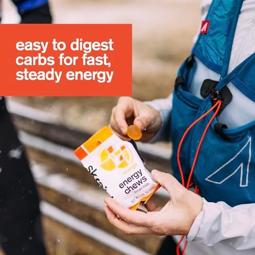Skratch Labs Energie-Chews | Gummibärchen für Läufer, Radfahrer & Ausdauersportler | Schnelle Kohlenhydrate für Athleten, leicht verdaulich, mit echten Früchten | Gel-Alternative für lange Läufe & Fahrten | Orange 10er-Pack | Glutenfrei, vegan