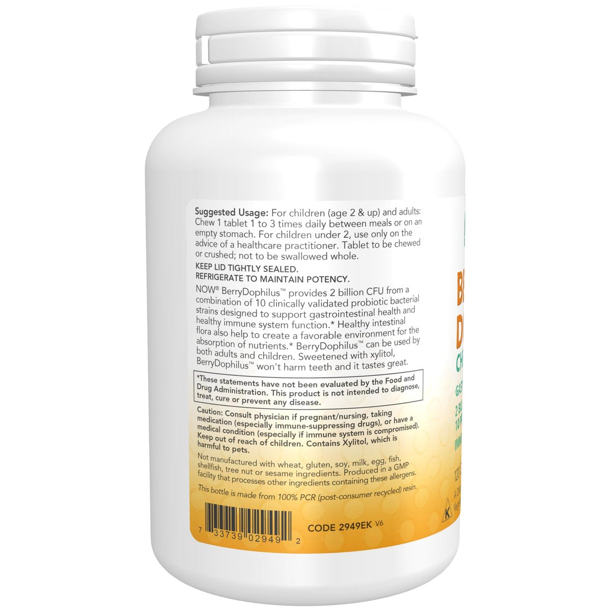 NOW Foods BerryDophilus™ – 2 Milliarden Probiotika, 10 Stämme, Xylitol-gesüßt, 120 Kautabletten