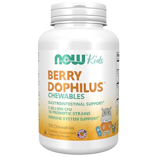 NOW Foods BerryDophilus™ – 2 Milliarden Probiotika, 10 Stämme, Xylitol-gesüßt, 120 Kautabletten
