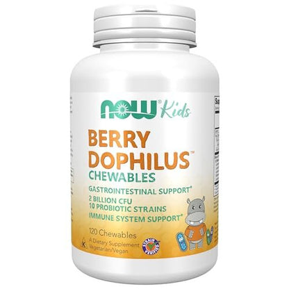 NOW Foods BerryDophilus™ – 2 Milliarden Probiotika, 10 Stämme, Xylitol-gesüßt, 120 Kautabletten