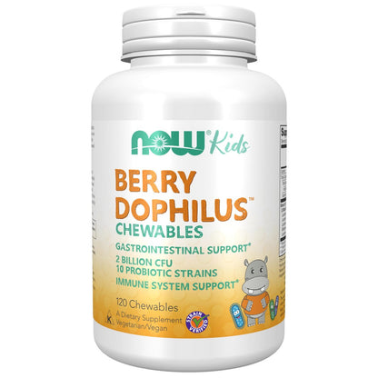 NOW Foods BerryDophilus™ – 2 Milliarden Probiotika, 10 Stämme, Xylitol-gesüßt, 120 Kautabletten