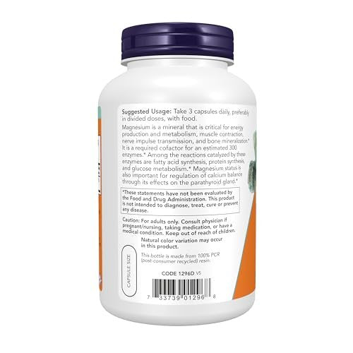 NOW Foods Magnesiumcitrat – 240 vegane Kapseln für Nervensystem & Enzymfunktion