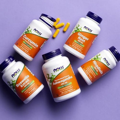 NOW Foods Nahrungsergänzungsmittel, Ashwagandha (Withania somnifera) 450 mg (standardisierter Extrakt), 180 vegane Kapseln