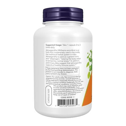 NOW Foods Nahrungsergänzungsmittel, Ashwagandha (Withania somnifera) 450 mg (standardisierter Extrakt), 180 vegane Kapseln