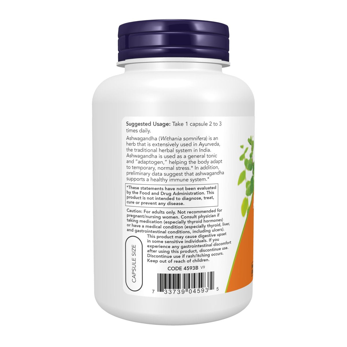 NOW Foods Nahrungsergänzungsmittel, Ashwagandha (Withania somnifera) 450 mg (standardisierter Extrakt), 180 vegane Kapseln