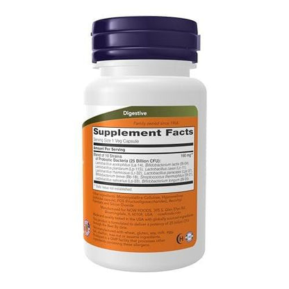 NOW Foods Probiotic-10™ 25 Milliarden, 10 probiotische Stämme, milch-, soja- und glutenfrei, stammgeprüft, 30 vegane Kapseln