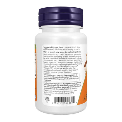 NOW Foods Probiotic-10™ 25 Milliarden, 10 probiotische Stämme, milch-, soja- und glutenfrei, stammgeprüft, 30 vegane Kapseln