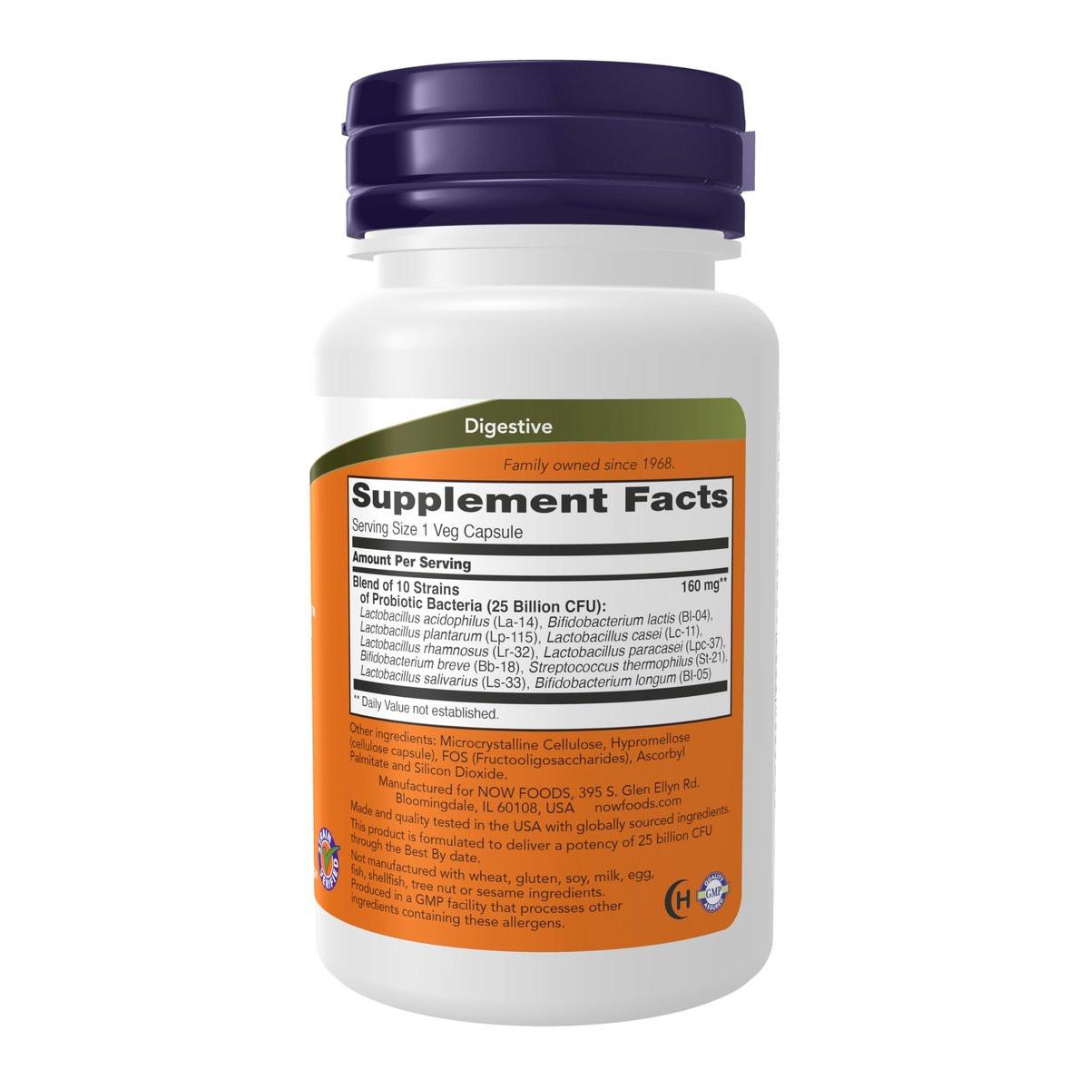 NOW Foods Probiotic-10™ 25 Milliarden, 10 probiotische Stämme, milch-, soja- und glutenfrei, stammgeprüft, 30 vegane Kapseln