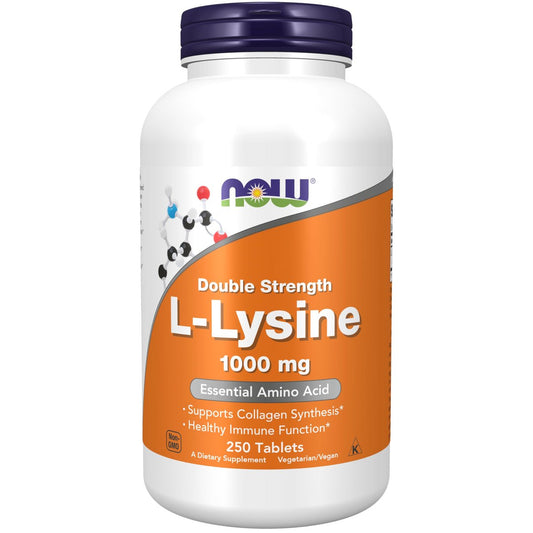 NOW Foods L-Lysin 1.000 mg, Doppelte Stärke, 250 Tabletten - Nahrungsergänzungsmittel mit L-Lysin Hydrochlorid