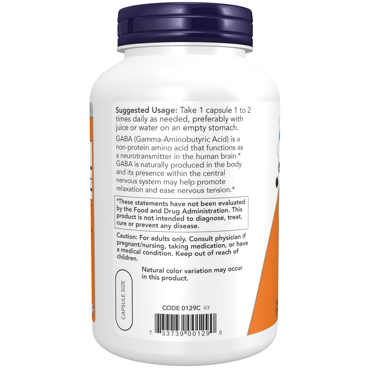 NOW Foods GABA (Gamma-Aminobutyric Acid) 750 mg – 200 vegane Kapseln zur Unterstützung des Nervensystems