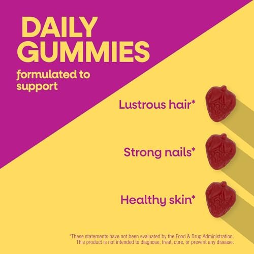 Nature's Way Alive! Haar, Haut & Nägel Premium Gummibärchen, Schönheitsformel*, mit Kollagen, Biotin, Vitamin C & E, Erdbeergeschmack, 60 Gummibärchen