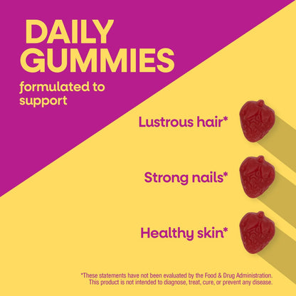Nature's Way Alive! Haar, Haut & Nägel Premium Gummibärchen, Schönheitsformel*, mit Kollagen, Biotin, Vitamin C & E, Erdbeergeschmack, 60 Gummibärchen