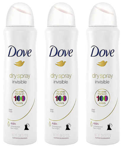 Dove Antitranspirant Trockenspray – Unsichtbar – Klarer Finish – 3,8 OZ (107 g) pro Dose – Packung mit 3 Dosen