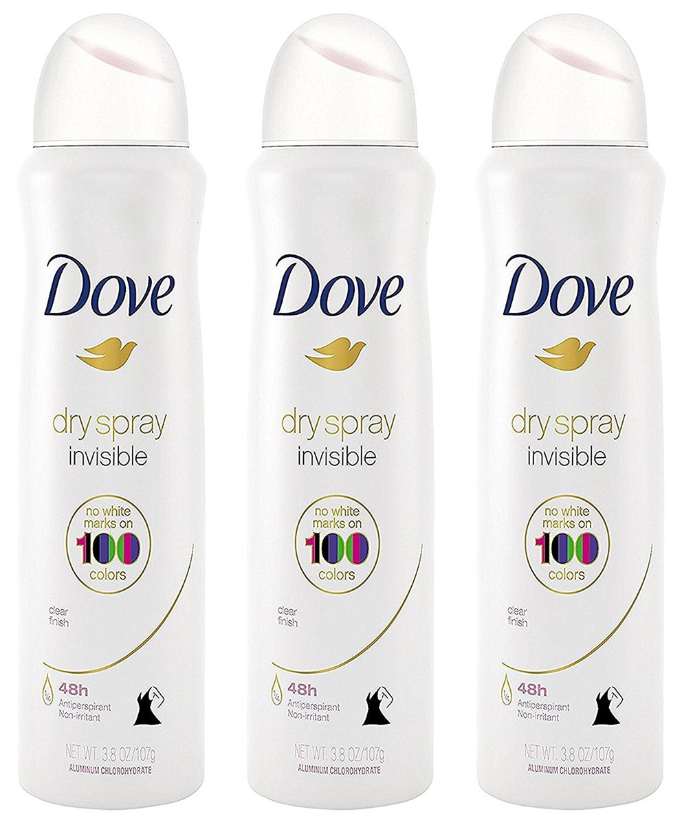 Dove Antitranspirant Trockenspray – Unsichtbar – Klarer Finish – 3,8 OZ (107 g) pro Dose – Packung mit 3 Dosen