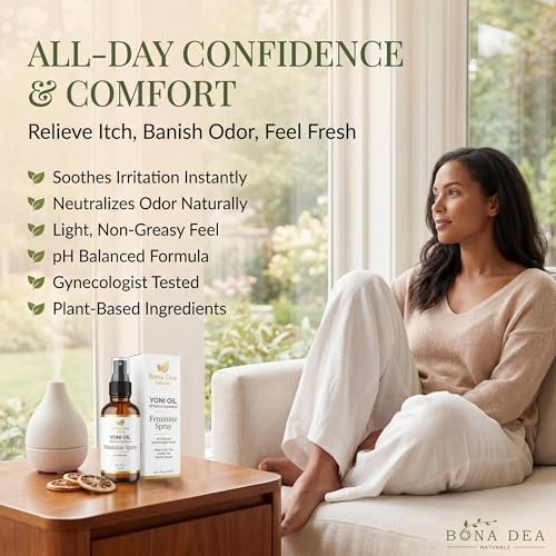 Bona Dea Naturals Natürliches Yoni-Öl-Spray für Frauen – 2 oz, Bio-Öle, chemiefrei, als Deo & Feuchtigkeitsspender, Perinealmassage-Öl für die Schwangerschaft