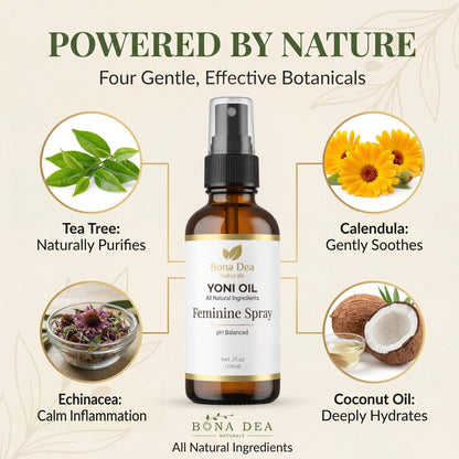Bona Dea Naturals Natürliches Yoni-Öl-Spray für Frauen – 2 oz, Bio-Öle, chemiefrei, als Deo & Feuchtigkeitsspender, Perinealmassage-Öl für die Schwangerschaft