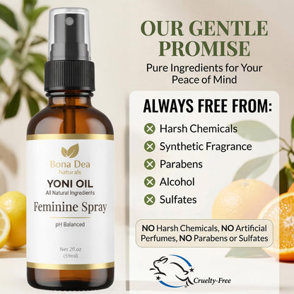 Bona Dea Naturals Natürliches Yoni-Öl-Spray für Frauen – 2 oz, Bio-Öle, chemiefrei, als Deo & Feuchtigkeitsspender, Perinealmassage-Öl für die Schwangerschaft