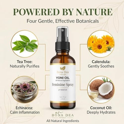 Bona Dea Naturals Natürliches Yoni-Öl-Spray für Frauen – 2 oz, Bio-Öle, chemiefrei, als Deo & Feuchtigkeitsspender, Perinealmassage-Öl für die Schwangerschaft