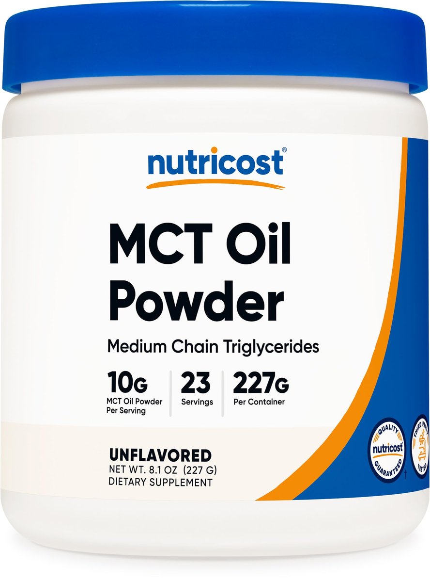 Nutricost Premium MCT-Öl-Pulver 0,5 lb – Ideal für Keto, Ketose und ketogene Ernährung – Null Nettokohlenhydrate, Nicht-GVO und glutenfrei