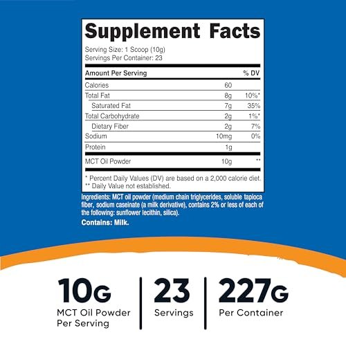 Nutricost Premium MCT-Öl-Pulver 0,5 lb – Ideal für Keto, Ketose und ketogene Ernährung – Null Nettokohlenhydrate, Nicht-GVO und glutenfrei
