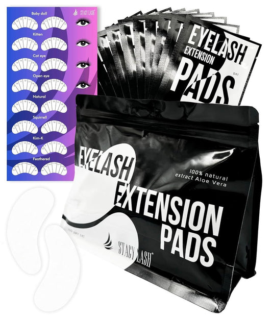STACY LASH 100 Paar Hydrogel Augenpads für Wimpernverlängerung - Fusselfreie Patches mit Vitamin C und Aloe Vera - Feuchtigkeitsspendende Augenpads