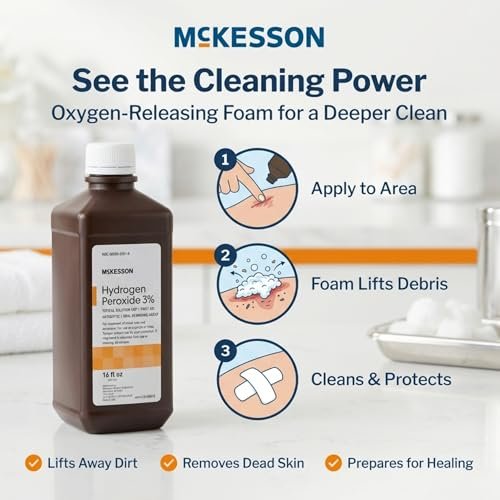 McKesson Wasserstoffperoxid 3% 16 Unzen – Antiseptische Lösung zur Wundreinigung und Mundpflege