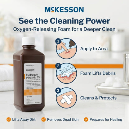 McKesson Wasserstoffperoxid 3% 16 Unzen – Antiseptische Lösung zur Wundreinigung und Mundpflege