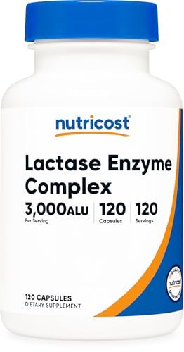 Nutricost Lactase Enzymkomplex 3.000 FCC ALU, 120 vegane Kapseln - Non-GMO, Glutenfrei, 120 Portionen