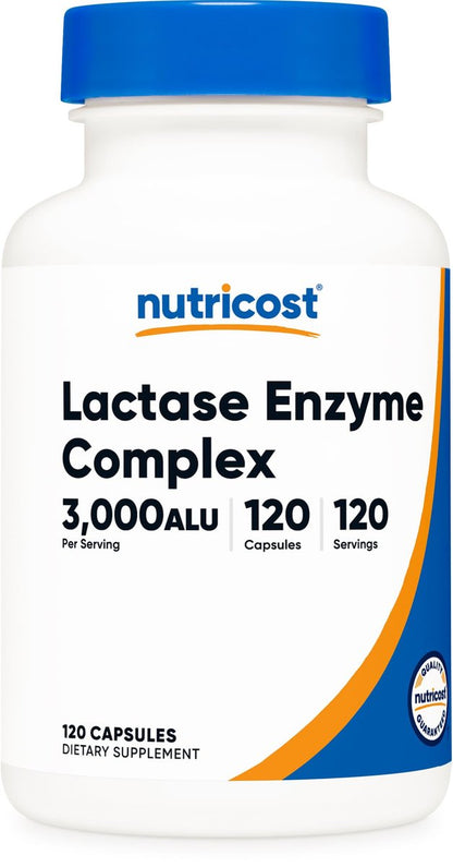 Nutricost Lactase Enzymkomplex 3.000 FCC ALU, 120 vegane Kapseln - Non-GMO, Glutenfrei, 120 Portionen