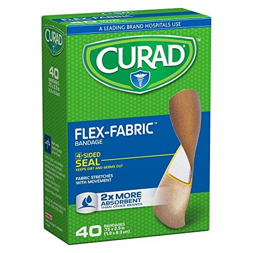 CURAD Flex-Fabric Pflaster, 3/4" x 2-1/2", 40 Stück, Weiß – Wundversorgung für größere Schnittwunden