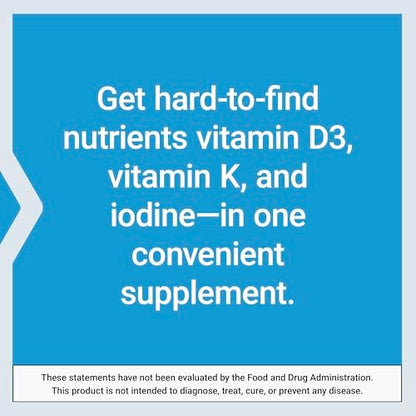 Life Extension Vitamine D und K mit Meeres-Jod – Vitamin D3, Vitamin K1 und K2, Jod – Unterstützt Immun-, Knochen-, Arterien- und Schilddrüsengesundheit – Nicht-GVO, glutenfrei, 60 Kapseln